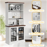 5-Shelf Tall Bookcase with Glass Doors in White - Stylish and Spacious Storage for Home or Office blini