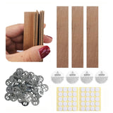 50 pcs 5.1in x 0.76in Wooden Wicks for Candle Making Natural Candle Wood Wicks Candle Cores for DIY Candle Making Craft Wooden Wicks for Candle Making (50 Sets Stickers Included) Phinicco