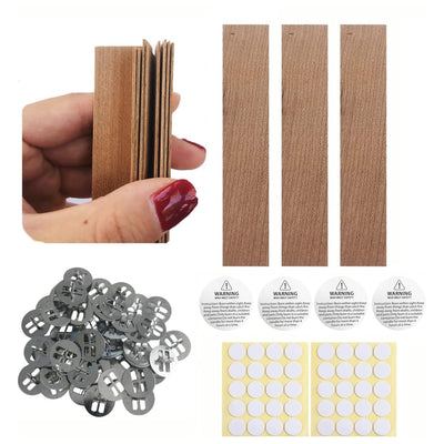 50 pcs 5.1in x 0.76in Wooden Wicks for Candle Making Natural Candle Wood Wicks Candle Cores for DIY Candle Making Craft Wooden Wicks for Candle Making (50 Sets Stickers Included)