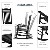 MAMIZO Soild Wood Outdoor Rocking Chair with High Back, Porch Rocking Chairs Oversized Easy to Assemble for Porch Garden, Lawn, Balcony, Backyard, Wooden Rocking Chair Outdoor and Indoor (Black) MAMIZO