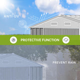 GarveeLife 12x10 Ft Outdoor Storage Shed, Large Steel Multipurpose Yard Shed, Metal Outdoor Tool Shed with Sloped Roof and Door Lock Design for Organizing Tools & Equipment in Yard, Garden, Grey GarveeLife