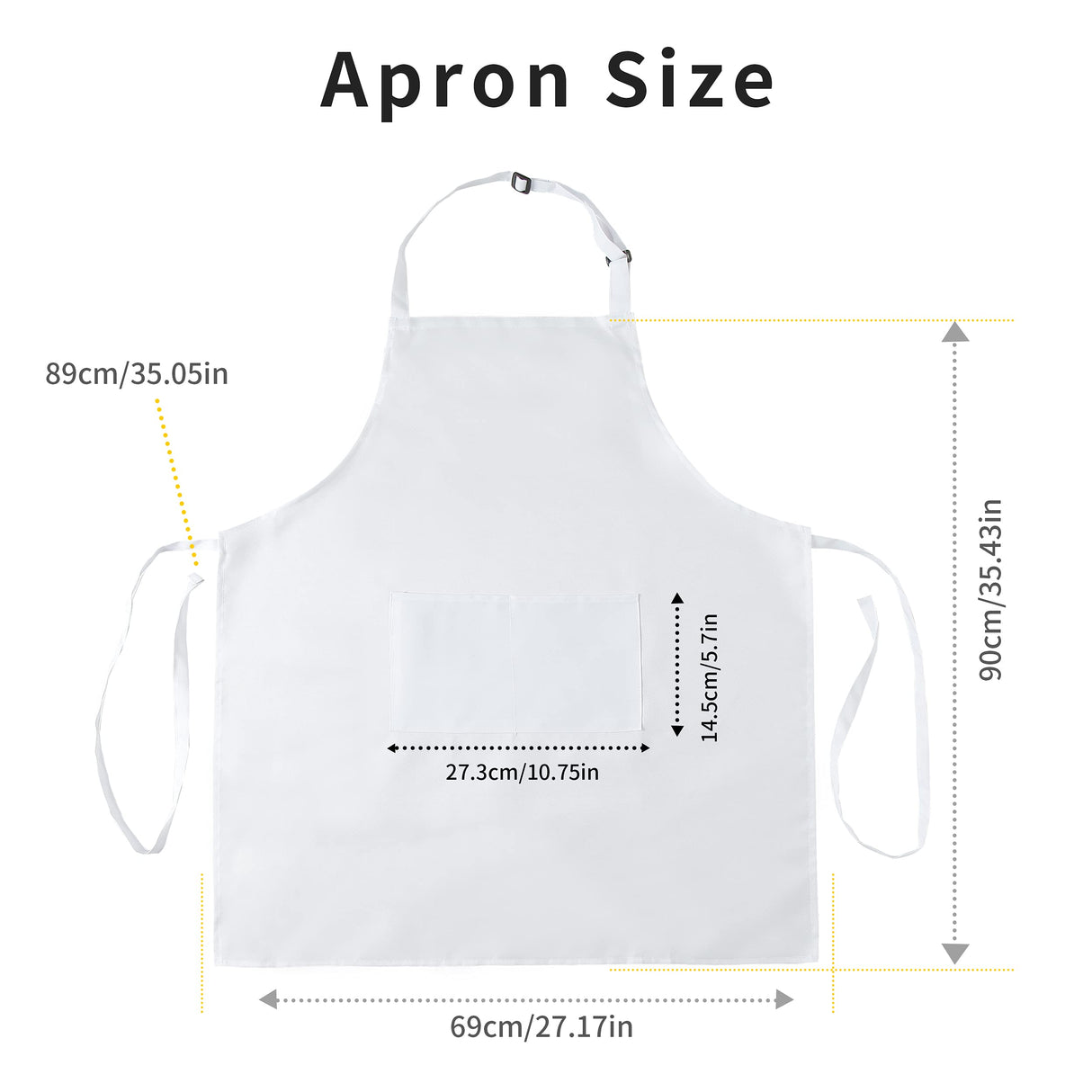 Tosewever 2 Pack Adjustable Bib Apron, Waterdrop Resistant Aprons with 2 Pockets Cooking Kitchen Restaurant Aprons for Women Men Chef, BBQ Drawing Crafting Outdoors (Polyester-White, 2) Tosewever
