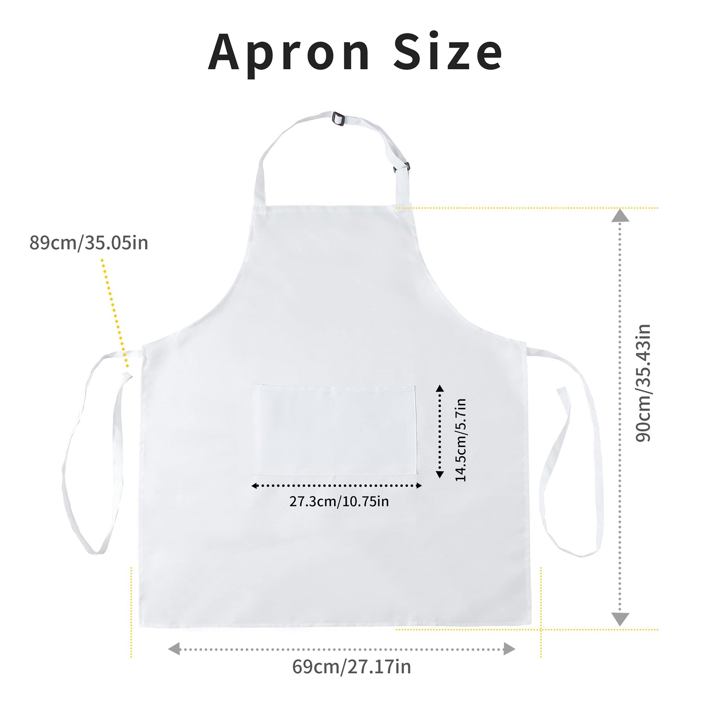 Tosewever 2 Pack Adjustable Bib Apron, Waterdrop Resistant Aprons with 2 Pockets Cooking Kitchen Restaurant Aprons for Women Men Chef, BBQ Drawing Crafting Outdoors (Polyester-White, 2)