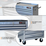 lunhung 7-Drawer Metal Rolling Tool Chest with Wheels,Tool Storage Cabinet with Locking System,Multifunctional Tool Cart with Wheels for Garage, Warehouse, Workshop, Repair Shop (Silver) lunhung