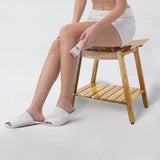 Acacia Shower Stool Bench for Inside Shower to sit on, 18 Inches Shower Chair with Shelf for Shaving Legs, Spa, Bath Seat, Waterproof Inside Shower Bench for Adults Seniors Elderly (18 in with Shelf) ENKEZI