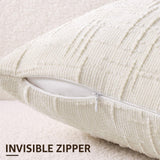 decorUhome Christmas Cream White Chenille Throw Pillow Covers 18x18 Set of 2 Thick Textured Slubby Couch Pillow Covers Farmhouse Accent Modern Neutral Decorative Pillow Cases for Bed Sofa Living Room decorUhome