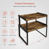 Goozii Kitchen Cabinet Organizers and Storage Shelves, Rustic Farmhouse Desk Shelf Riser for Cabinets, Black Expandable Corner Glasses Medicine Cabinet Organizer under Bathroom Sink - Set of 4 Goozii