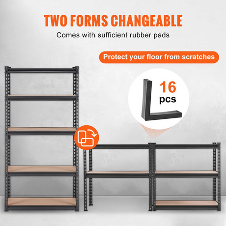 VEVOR Storage Shelving Unit, 5-Tier Adjustable, 2000 lbs Capacity, Heavy Duty Garage Shelves Metal Organizer Utility Rack，2 Pack, 30" L x 12" W x 60" H VEVOR