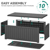 YITAHOME 120 Gallon Resin Deck Box, Weather Resistant Outdoor Storage Box for Patio Cushions, Garden Tools, Pool Supplies, Lockable, Easy Assembly, Extra Seat or Table (Dark Gray) YITAHOME