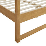 Modway Alva Queen Size 4-Post Wood Platform Canopy Bed in Oak – with with Headboard and Solid Rubberwood Frame Modway