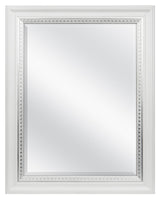 MCS 23x29 Large Wall Mirror, White Woodgrained Frame with Silver Embossed Detail & Beveled Detail Mirror, Vertical & Horizontal Wall Hanging Mirror for Bathroom, Bedroom & Livingroom MCS