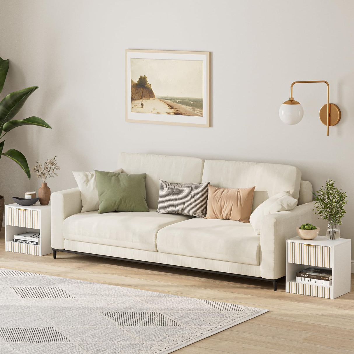 Masupu Small Night Stand Modern Bedside Table NightStand Farmhouse Boho Wooden Bedside Table with Drawer,Side End Table for Bedroom,Living Room,Office White Masupu