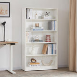 STARY 5 Shelf White Bookcase 60 inch Tall Wood Bookshelf for Bedroom STARY