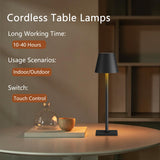 Fizrice Cordless Table Lamp Rechargeable Lamps: 6000mAh Battery Operated Table Lamp Outdoor Waterproof, Touch Control, Portable Wireless Desk Lamp for Dinner/Bedroom/Restaurant(Black 2 Pack) Fizrice