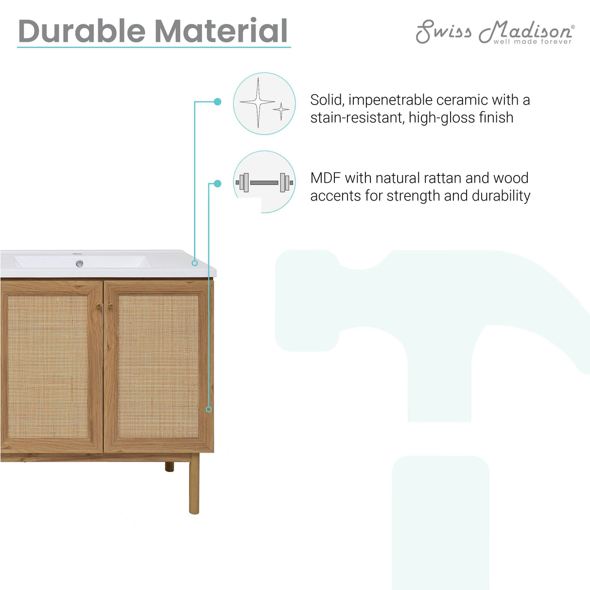 Swiss Madison SM-BV666-C Classe 60" Double Free Standing Vanity Cabinet Only - Less Vanity Top - Oak Swiss Madison