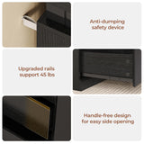 UPOSOJA Tall Black Dresser for Bedroom, Modern 5 Wood Drawers with LED Light and Power Outlet, Floating Dressers for Closet, Large Chest of Drawer for Living Room, Hallway, Entryway UPOSOJA