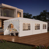 YOLENY 10x30 Ft Outdoor Party Canopy, Waterproof Heavy Duty Wedding Tent with 6 Sidewalls & 2 Zippered Doors, Event Tent for Birthday, Patio, BBQ, and Holiday Gatherings, White YOLENY
