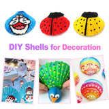 LUCKY BABY Seashells Painting Kit for Kids 16pcs, Arts and Crafts Kits for Girls Boys Age 6 7 8 9 10 11 12, Natural Sea Shells DIY Painting with Watercolor Paints and Brush 2.7-3.5 Inches LUCKY BABY