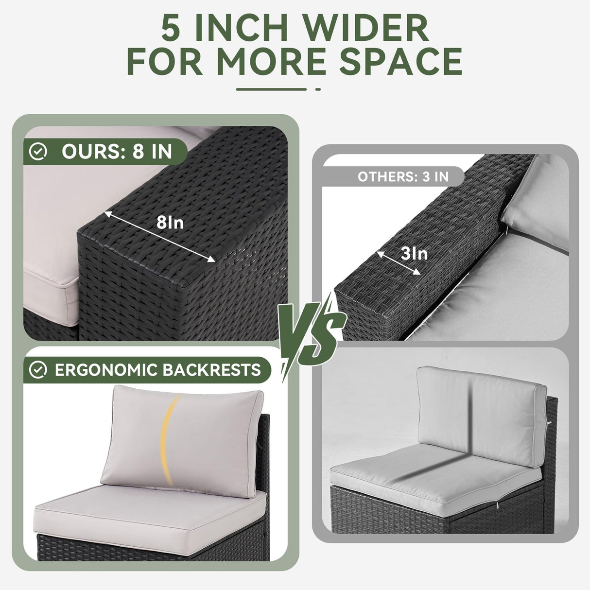 Aoxun Outdoor Patio Furniture Set with 44'' Fire Pit Table, 7 Pcs Outdoor Patio Furniture Sets with 4in Thicken Cushion, Widen Armrests Wicker Outdoor Sectional for Backyard (Waterproof Cover Include) Aoxun