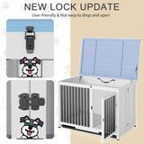 GarveeLife 33in Furniture Dog Crate, Large/Medium Dog Crate End Table, Solid Wood Portable Foldable Indoor, No Assembly Needed (White and Blue) GarveeLife