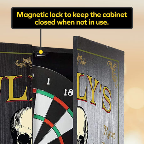 THOUSAND OAKS BARREL Personalized Dart Board Cabinet Set with 6 Steel Tip Darts, Chalk & Eraser Set - Man Cave Furniture, Decor Dart Boards for Adults - Bourbon Bar Dartboard (121) THOUSAND OAKS BARREL