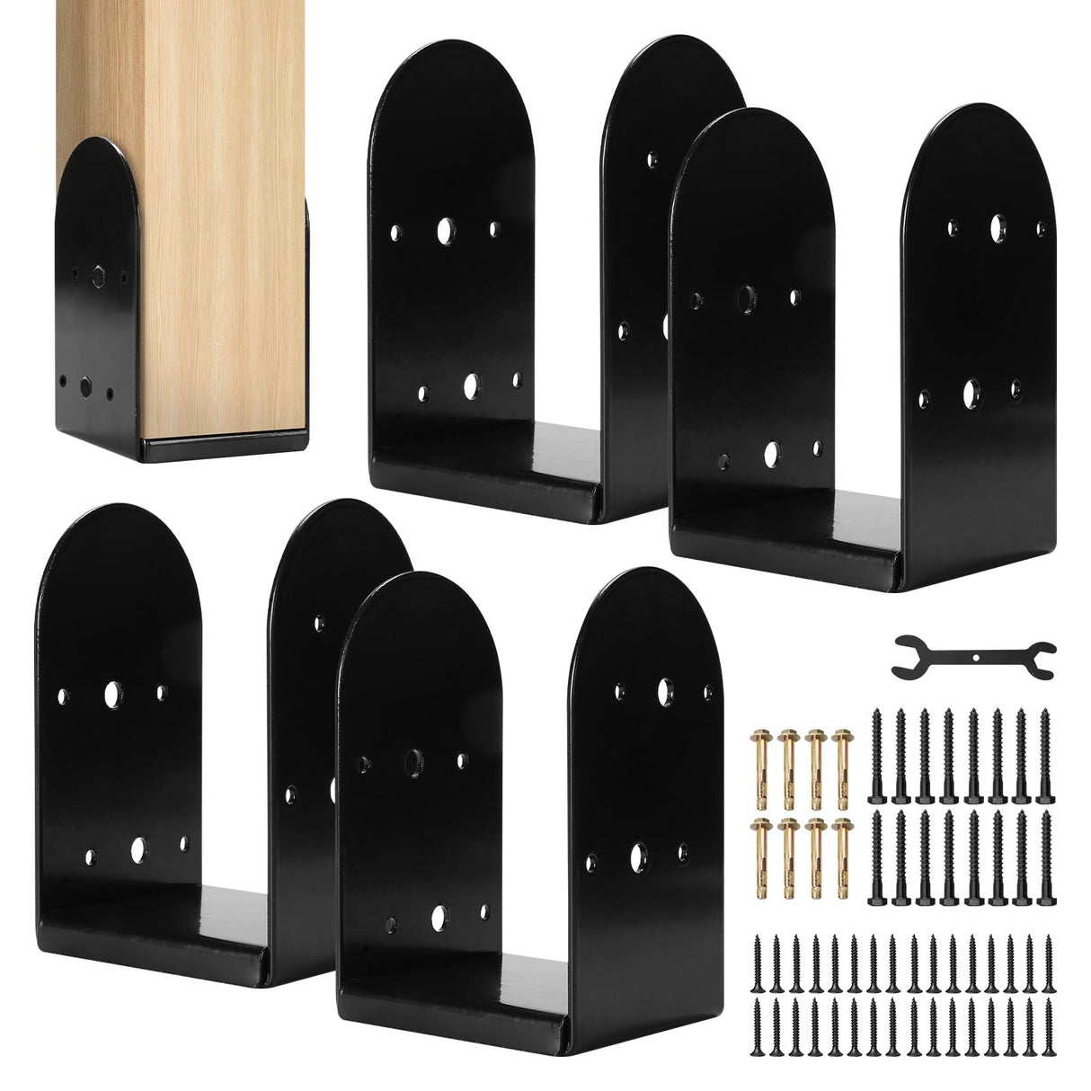 Rasugarlary 4"x 4" Post Base, 4Pcs Post Anchor Base (Internal 3.5 x 3.5") Adjustable 201 Steel Post Bracket for Wood Post Pavilion Deck Porch Handrail Railing Support Decorate Rasugarlary