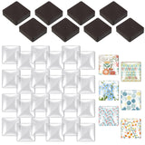 72 Pieces Craft Magnets Glass Ceramic Ferrite Magnet with Adhesive Backing and Transparent Clear Glass Cabochons for DIY Craft Fridge Refrigerator Magnets Pendants(Square,1.2 Inch) Weewooday