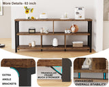 IBF Bookshelf, Farmhouse 63” Long Open Book Shelf, Wood Metal 5 Cube Bookcase for Living Room, Low Horizontal Bookshelf for Bedroom, Wide Cubby Storage Organizer for Home Office, Rustic Brown, 63 Inch IBF