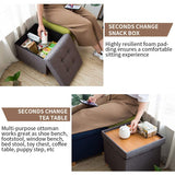 BRIAN & DANY Folding Storage Ottoman Cube, Ottoman with Storage, Small Ottoman Foot Rest with Wood Legs for Living Room 15"x15"x15" - Brown BRIAN & DANY