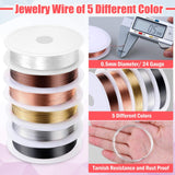 Thrilez Wire Wrapping For Jewelry Making, Repair and Beading Supplies Kit with Craft Ring Wire, Tools, Pliers and Jewelry Findings Thrilez