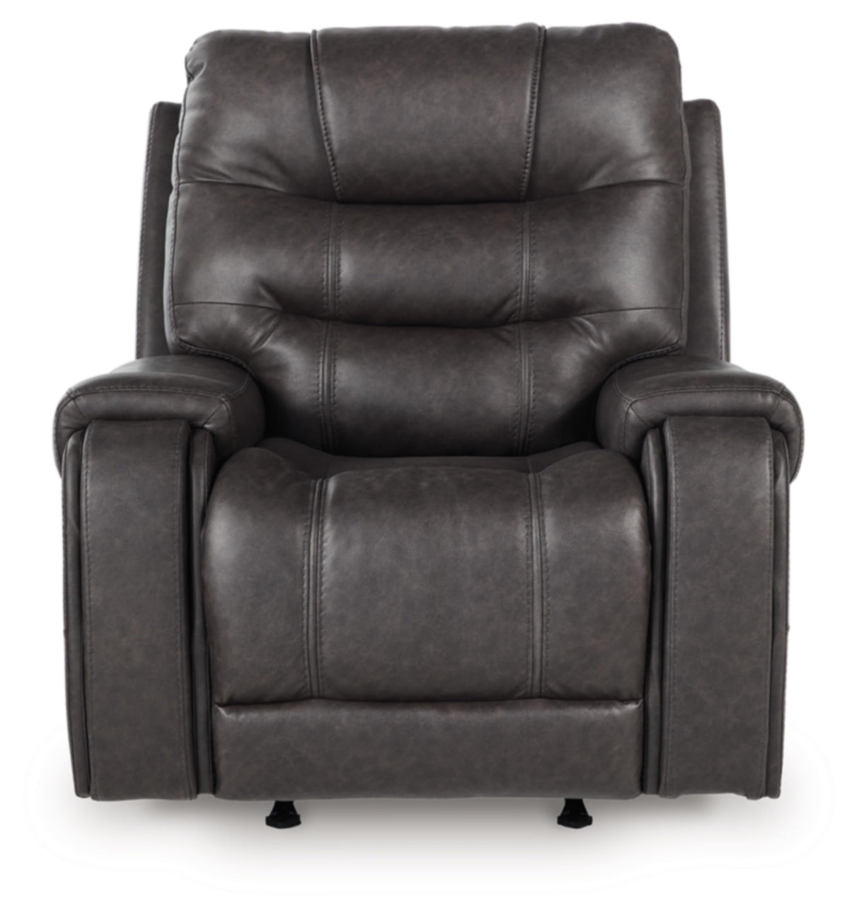 Signature Design by Ashley Trumble Modern Faux Leather Manual Rocker Recliner with Track Arms, Gray Signature Design by Ashley