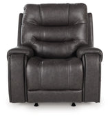 Signature Design by Ashley Trumble Modern Faux Leather Manual Rocker Recliner with Track Arms, Gray Signature Design by Ashley