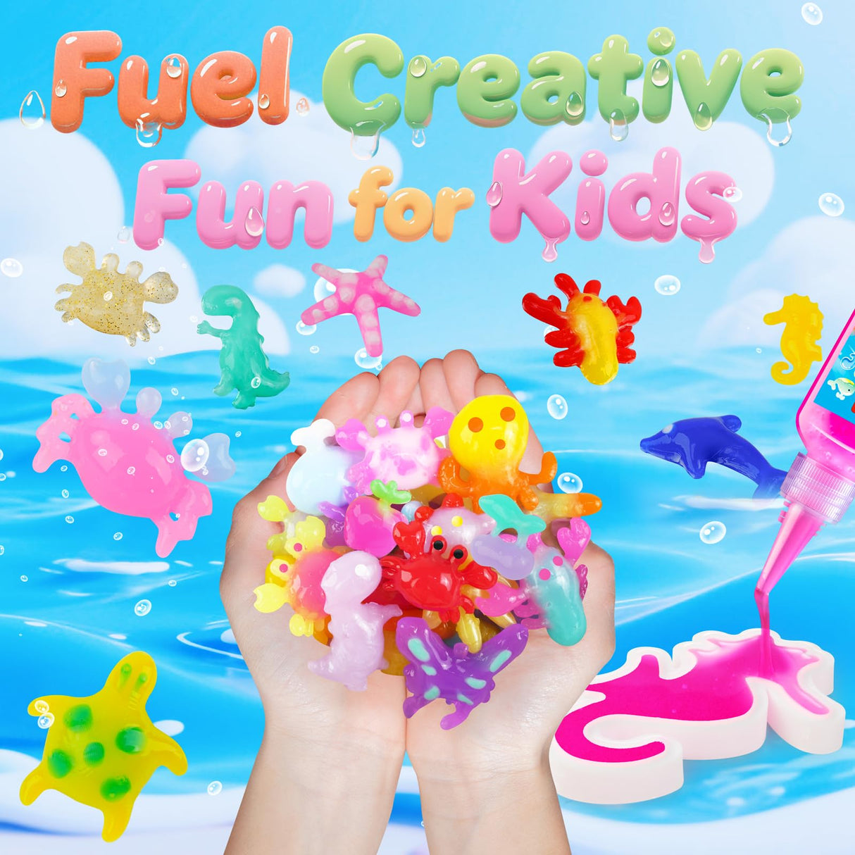 QANIY Magic Water Elf Toy Kit with 20 Magic Gels and 24 Shape MoldsMagic Water Elf, Aqua Fairy, Magic Water Gel Kit, DIY Squishy Maker Kit, Magic Water Art Kit Favors, Kids Crafts Ages 4-8 QANIY