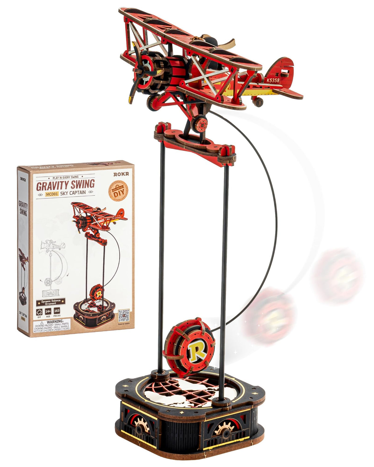 ROKR 3D Wooden Puzzles for Adults,Gravity Swing Model kit, 163Piece 3D Puzzles for Adults ROKR