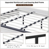 JXQTLINGMU Farmhouse King Wood Bed Frame with 52" Tall Headboard & Footboard, Platform Bedframe with Hidden Storage Drawers, Noiseless, No Box Spring Required, Antique White Color JXQTLINGMU