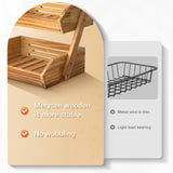 Merysen 2 Tier Wooden Fruit Basket For Kitchen, Bread Vegetable Fruit Basket Bowl Stand, Farmhouse Fruit Bowl for Countertop, Large Merysen