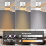 52”Smart Wood Flush Mount Ceiling Fans with Lights Remote,Quiet DC Motor,Ultra Low Profile Ceiling Fan Compatible with Alexa Google Voice App,Outdoor Indoor Modern White Ceiling Fan for Bedroom Patio cumilo