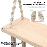 MoNiBloom Wooden Swing with Tassels, Outdoor Swing Seat for Adults with 350 lbs Capacity, Backyard Adjustable Rope Swing for Tree, Indoor/Outdoor Hanging Wood Swing Sets for Patio Garden Playground MoNiBloom