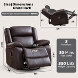 ANJ Swivel Rocker Recliner Chair, Manual Rocking Glider Massage Recliner with Heat, Overstuffed PU Leather Big Large Recliner for Living Room Bedroom Nursery ANJ