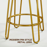 Yaheetech Bar Stools Set of 4, Velvet Round Counter Stools, Backless Counter Height Bar Chairs with Golden Legs for Kitchen Dining Room Pub Cafe, Peacock Blue Yaheetech