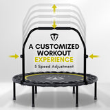 Tribes Foldable Mini Trampoline for Adults and Kids, Rebounder with Adjustable Bar and Nonslip Feet, 330lbs Max Capacity, Indoor Outdoor Fitness Equipment TRIBES