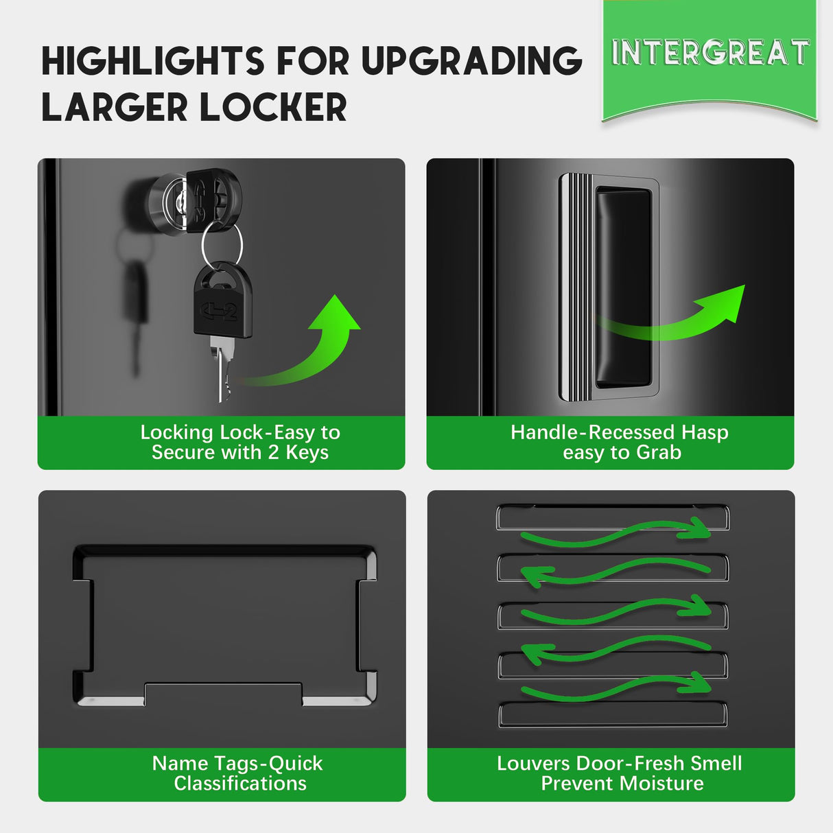 INTERGREAT Metal Locker for Employees with 6 Doors, (72") Black Steel Locker Storage Cabinet with 6 Tiers,Tall Office Storage Lockers for Home Office,School,Gym INTERGREAT