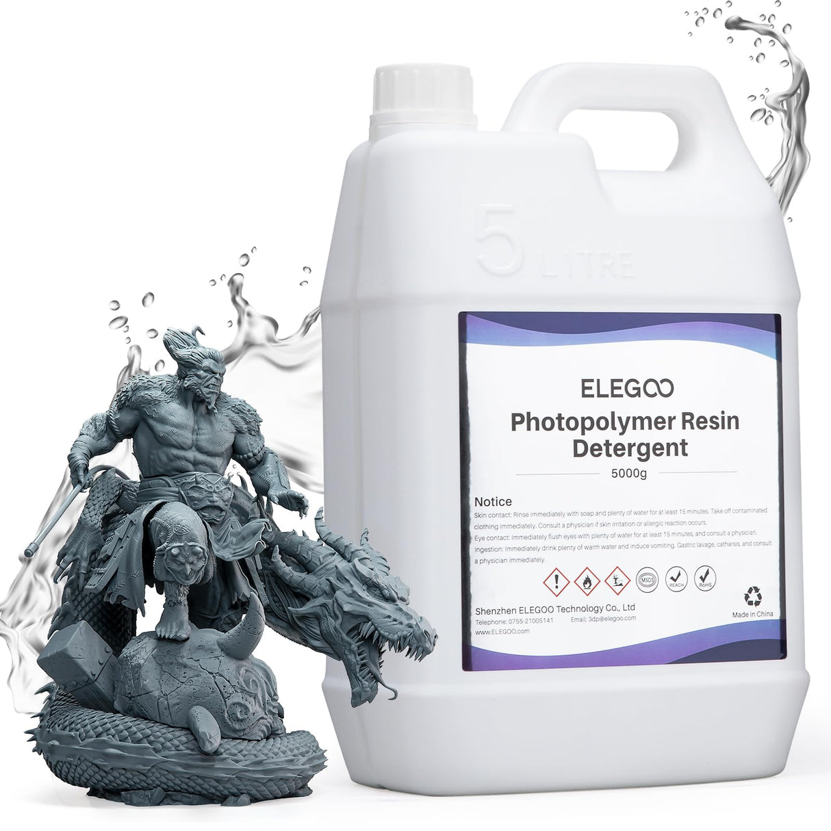 ELEGOO 5000G 3D Resin Detergent - Powerful Cleaning Solution for 3D Printing, Fast-Acting, Safe for All Resin Types ELEGOO