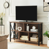 HOMISSUE Cube Storage Organizer Shelf, Rustic Horizontal Bookshelf with 5 Cube Storage, Industrial Short Wide Bookcase with 3 Tier Shelves, Low and Long Cube Bookshelf for Living Room, Office, Brown HOMISSUE