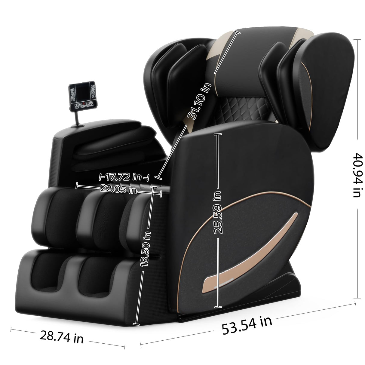 KEIKI Zero Gravity Massage Chair Recliner with 10 Massage Rollers, Full Body Air Pressure Therapy, Heated Lumbar & Leg, Foot & Calf Massage, Bluetooth Audio, Adjustable Intensity, PU Leather, Black KEIKI