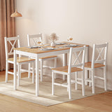 SogesHome 5-Pieces Dining Table Set, Kitchen Table and 4 Chairs for Home, Kitchen Dining Room Table Set for Home, Restaurant, Oak&White SogesHome