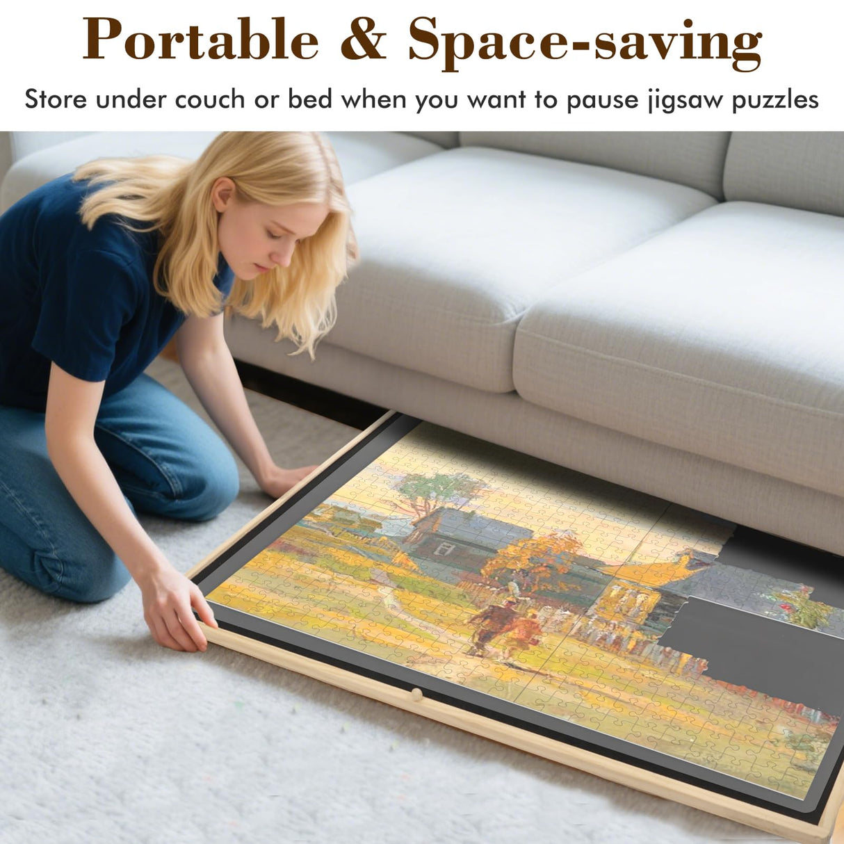 Tilting & Rotating Puzzle Board 1500 Pieces, Vertical & Horizontal Wooden Jigsaw Puzzle Table with Drawers & Protective Cover, 34"×25" Puzzle Board with Lazy Susan for Adults & Kids, Gift for Mum YGJT