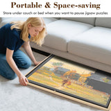 Tilting & Rotating Puzzle Board 1500 Pieces, Vertical & Horizontal Wooden Jigsaw Puzzle Table with Drawers & Protective Cover, 34"×25" Puzzle Board with Lazy Susan for Adults & Kids, Gift for Mum YGJT