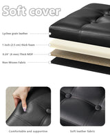 Bsketa Storage Ottoman, Folding Foot Stool with Thicker Foam Padded Seat Small Leather Storage Ottoman Bench Foot Rest for Living Room Foldable Coffee Table 17x13x13in,Black Bsketa