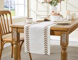 Aoztio Rustic Style Embroidered Table Runner, 13x72 Inch Irregular Willow Leaf Table Runners 72 Inches Long for Dresser Decor Farmhouse Table Decor, 13x72 Inche, Taupe Aoztio